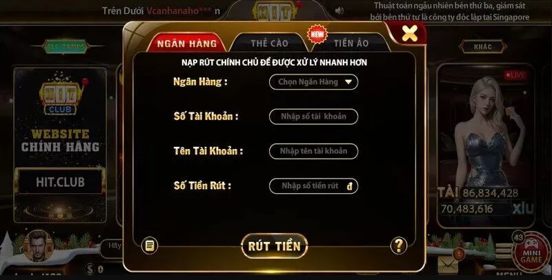 Nạp rút tiền siêu tốc tại Hit Club